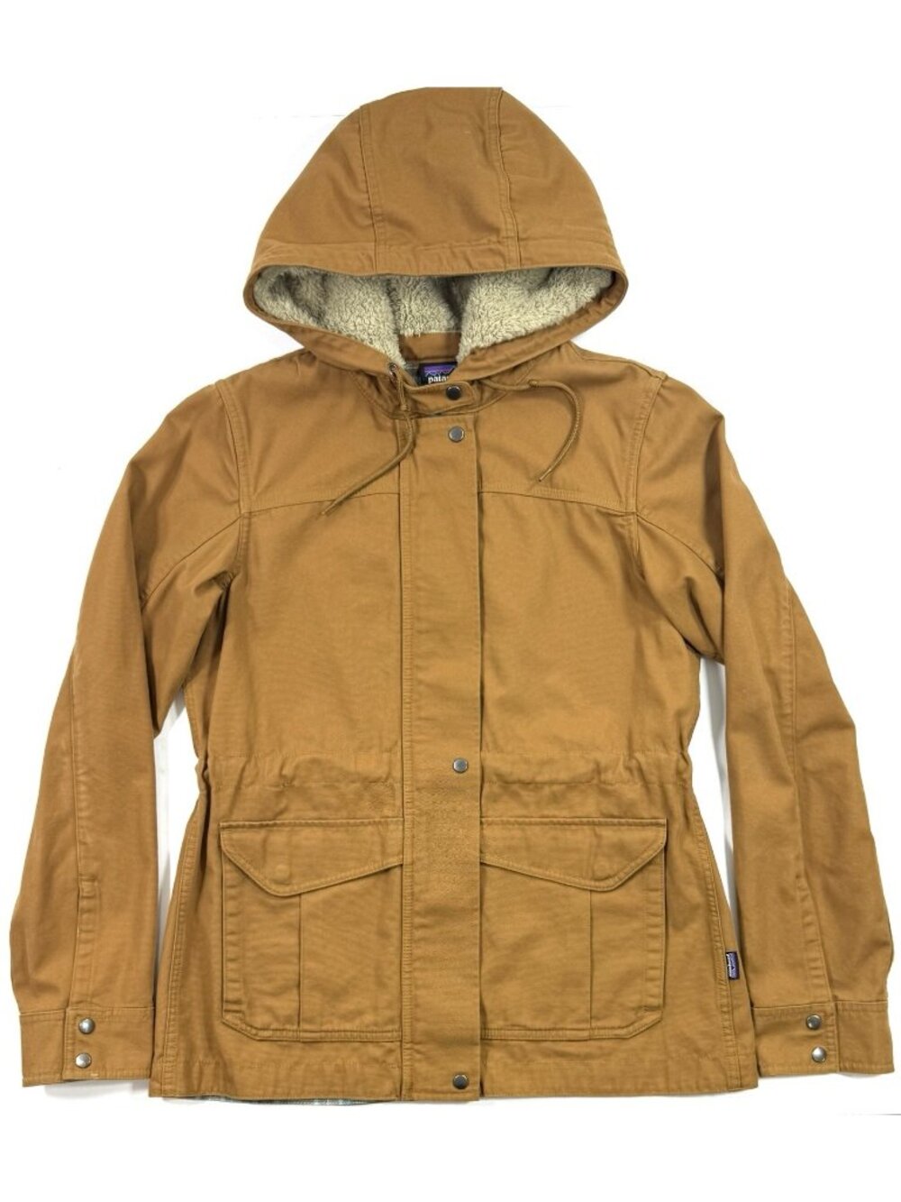 Patagonia Womens Prairie Dawn Parka Jacket Sz Medium Brown Organic Cotton Canvas